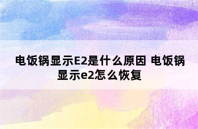 电饭锅显示E2是什么原因 电饭锅显示e2怎么恢复